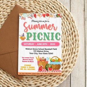 Editable Summer Picnic Invitation Digital, Family Company Picnic Party ...