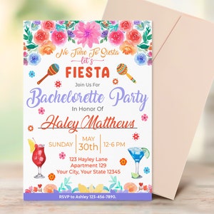 Fiesta Bachelorette Party Invite, Editable Final Fiesta Invite, Mexico Bachelorette Invitation