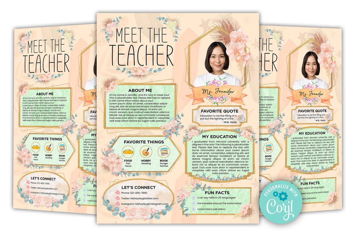 Editable Meet the Teacher Boho Template, Meet the Teacher Editable With ...