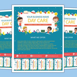 EDITABLE Daycare Flyer Template with Tear-off Tabs, Daycare Stationery