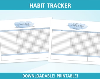 Minimalist Daily Habit Tracker, Printable Weekly Habit Tracker, Monthly Habit Tracker
