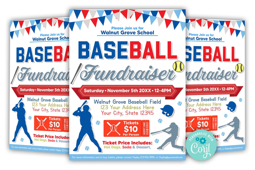 Editable Baseball Fundraiser Flyer, Baseball Fundraiser Invite, Little