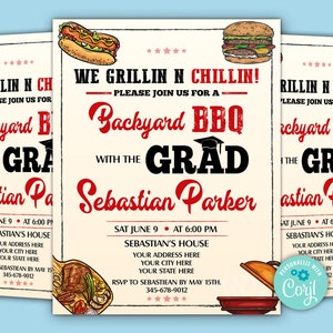 Graduation BBQ Invitation, Backyard BBQ Invitation, Graduation Celebration BBQ, Cookout Bbq Invitation,