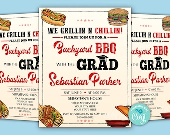 Graduation BBQ Invitation, Backyard BBQ Invitation, Graduation Celebration BBQ, Cookout Bbq Invitation,