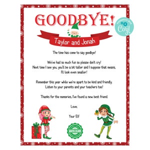 Elf Goodbye Letter, Elf Christmas Letter - Etsy