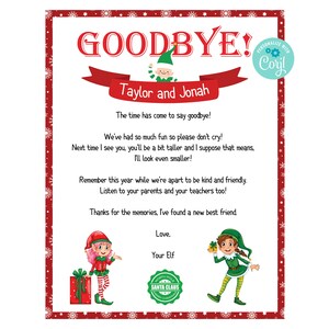 Elf Goodbye Letter, Elf Christmas Letter