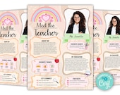 Meet the Teacher Template Rainbow, Meet the Teacher Template Coral, Photo Teacher Letter, Teacher Newsletter