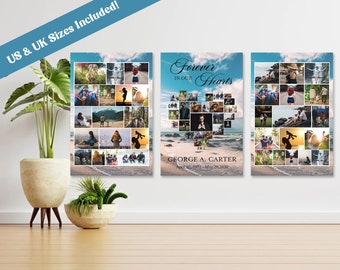 EDITABLE Funeral Poster Photo Display Set, Blue Ocean Funeral Photo Collage Display, Funeral Welcome Sign Set of 3