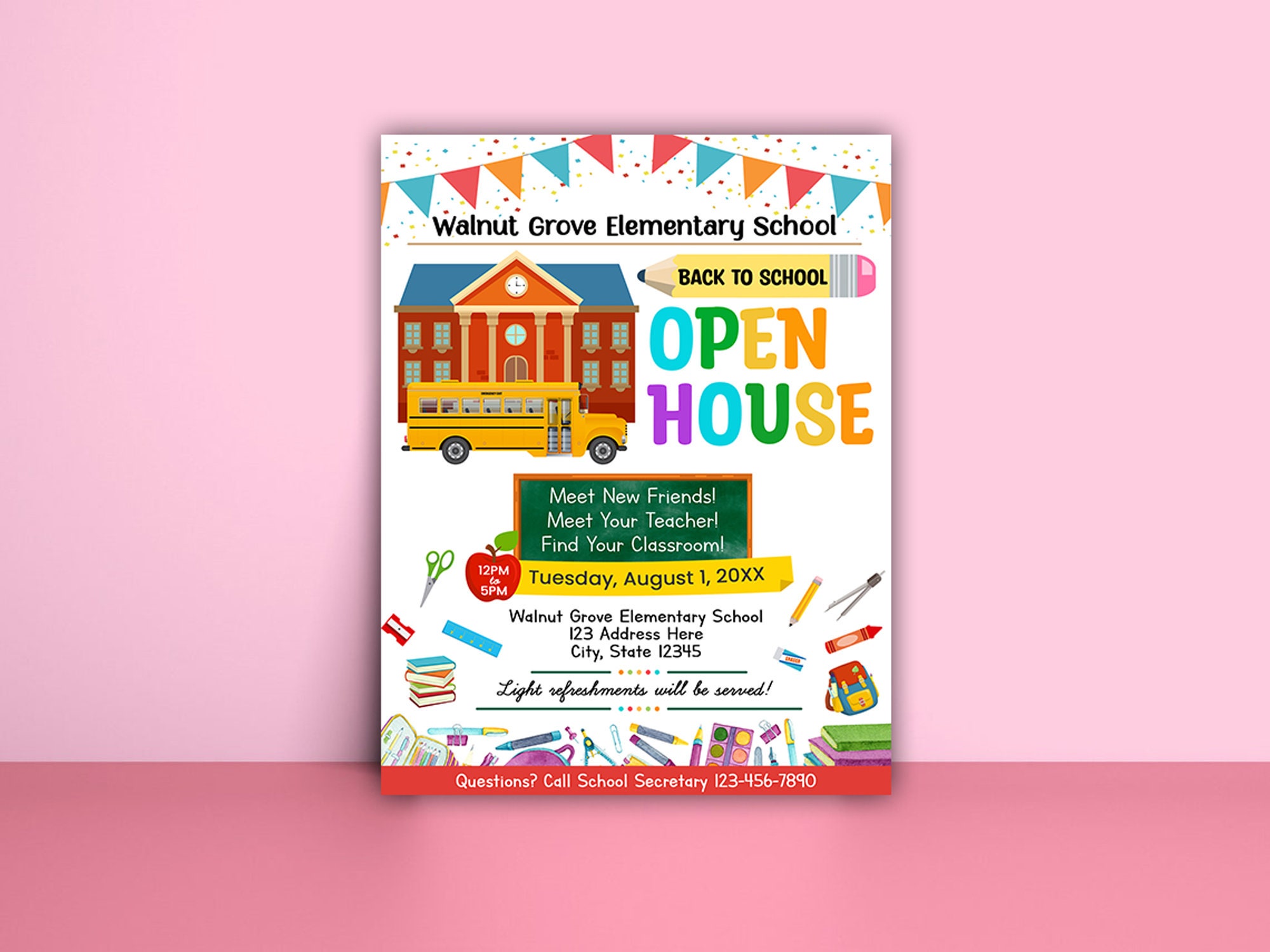 EDITABLE School Open House Flyer Template, Printable Back to School ...