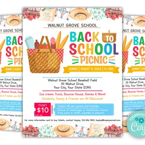 EDITABLE School Picnic Invitation, Back to School Flyer Event, School Picnic Invite, Pta Pto Fundraiser Flyer Template