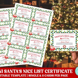 Editable Mini Christmas Nice List Certificate Instant Download, Christmas Certificate Template Card Size, Mini Santa Certificate