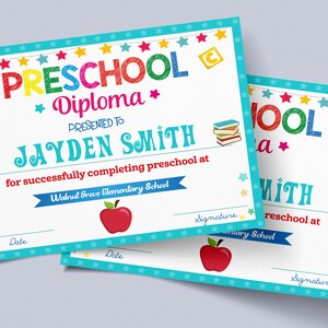 Editable Preschool Certificate Template Bundle, Preschool Diploma ...