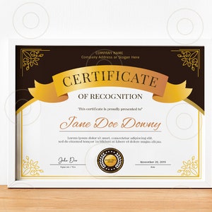 Certificate of Recognition Template Certificate of Recognition Certificate Template Certificate Editable Template Certificate Template image 3