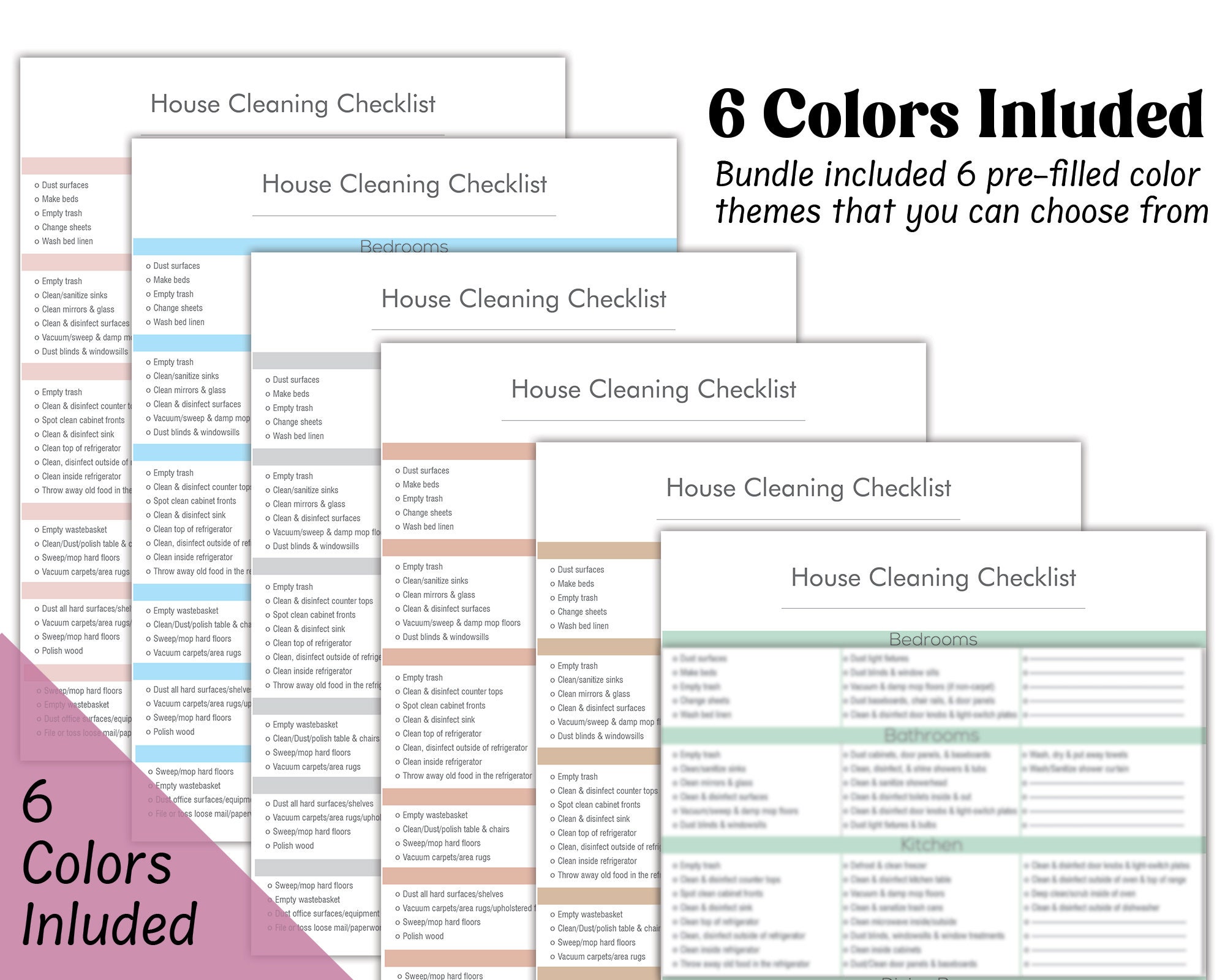 PRINTABLE Room by Room Home Cleaning Checklist, Complete Housekeeping ...