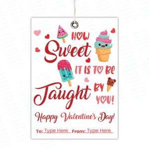 Teacher Appreciation Gift Tag Personalized, How Sweet It Is Teacher Thank You Tag, Valentine&#39;s Day Favor Tags, School Staff Appreciation Tag