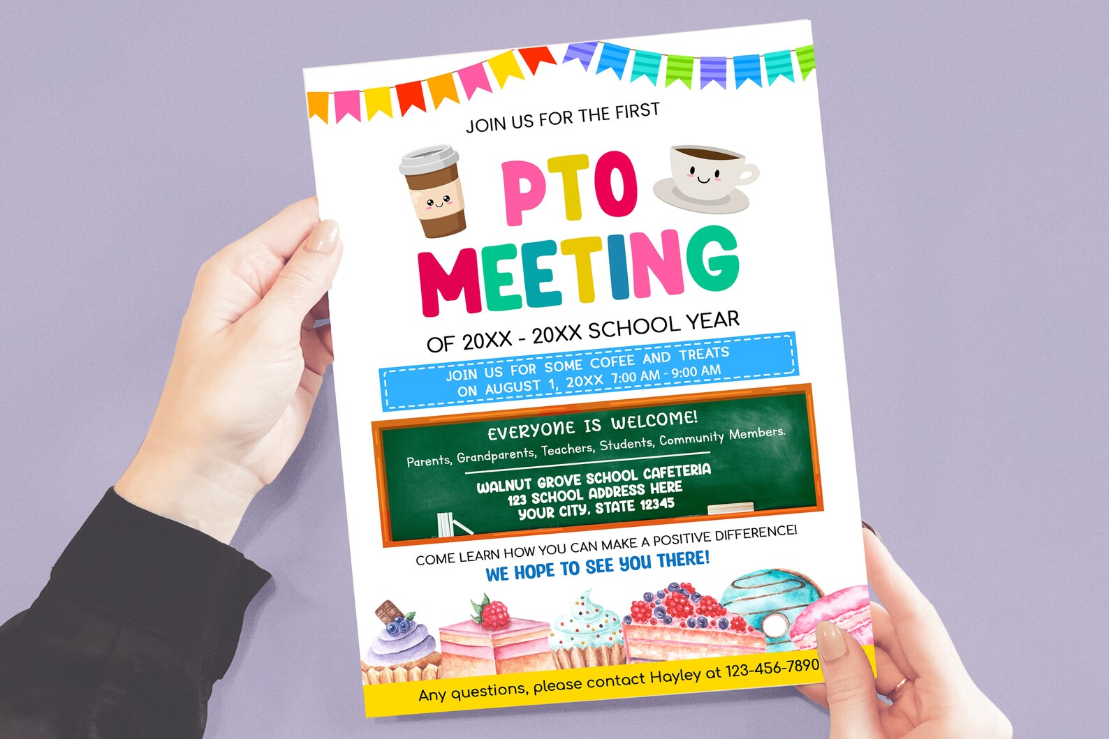 Editable PTO PTA Meeting Flyer Template, Back to School Breakfast ...