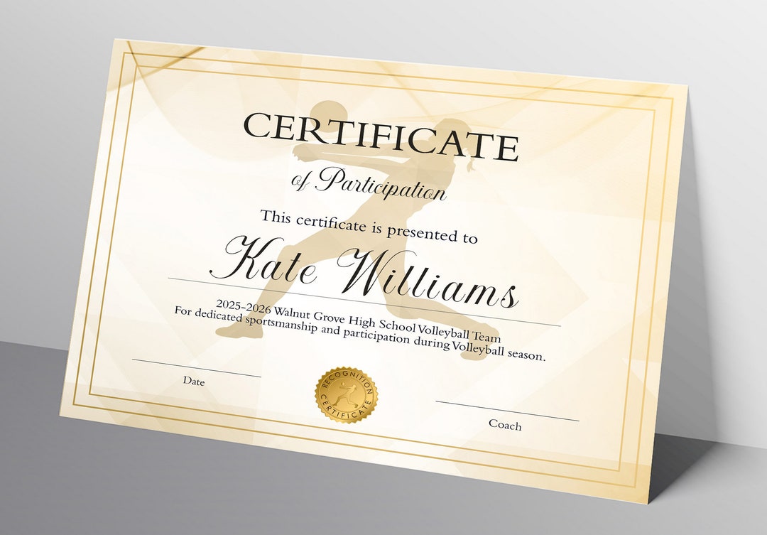Printable Volleyball Awards, Volleyball Certificate Template for Girls ...