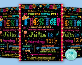 It's a Surprise Fiesta Birthday Invitation, Let's Fiesta Birthday Invitation Template | Fiesta Theme Downloadable  Party Invitation