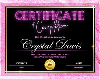 Hair Certificate of Completion, Lash Certificate