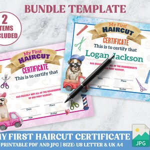 PRINTABLE Blank PDF First Haircut Certificate Boys and Girls | Etsy