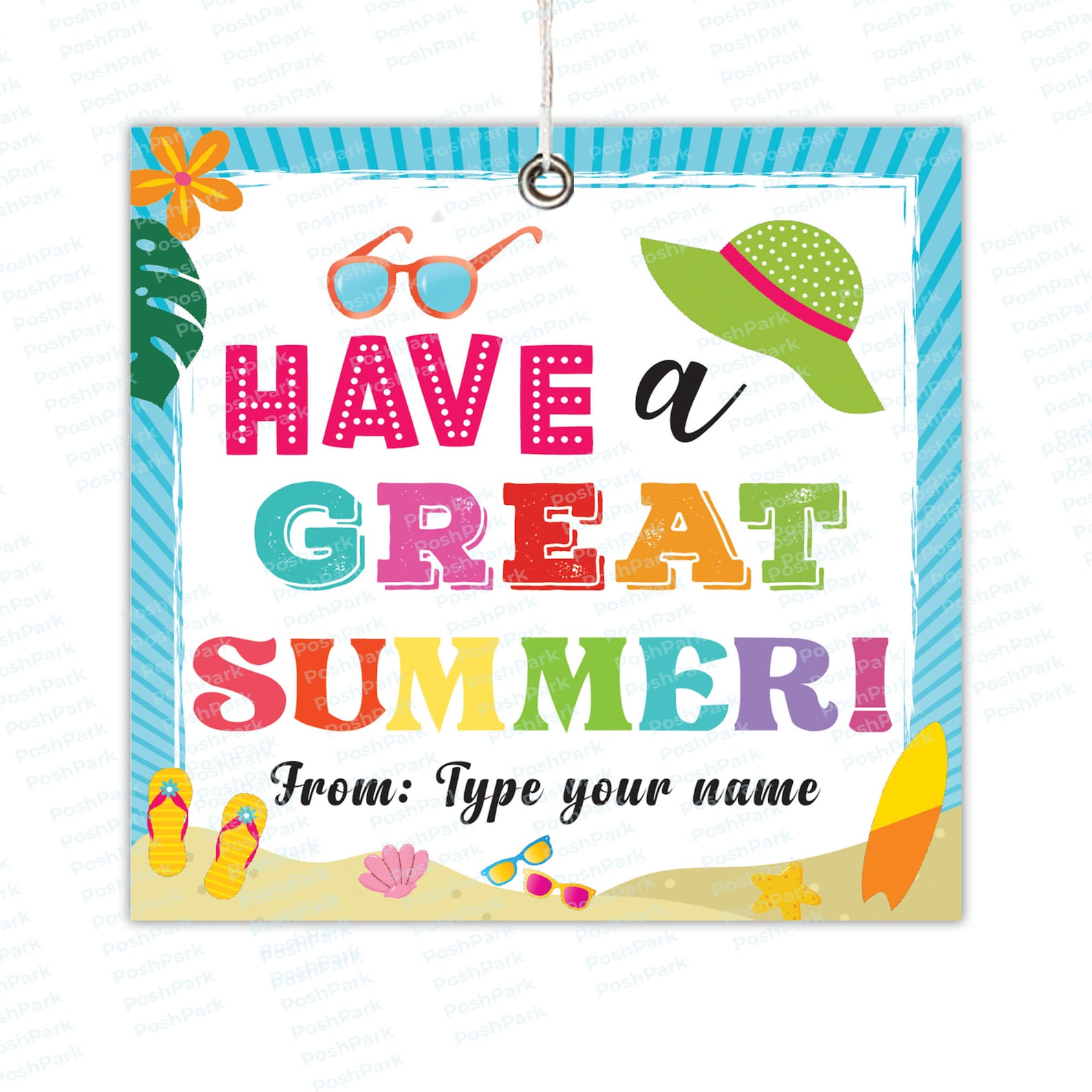 Editable Have a Great Summer Treat Bag Topper With Name End Etsy