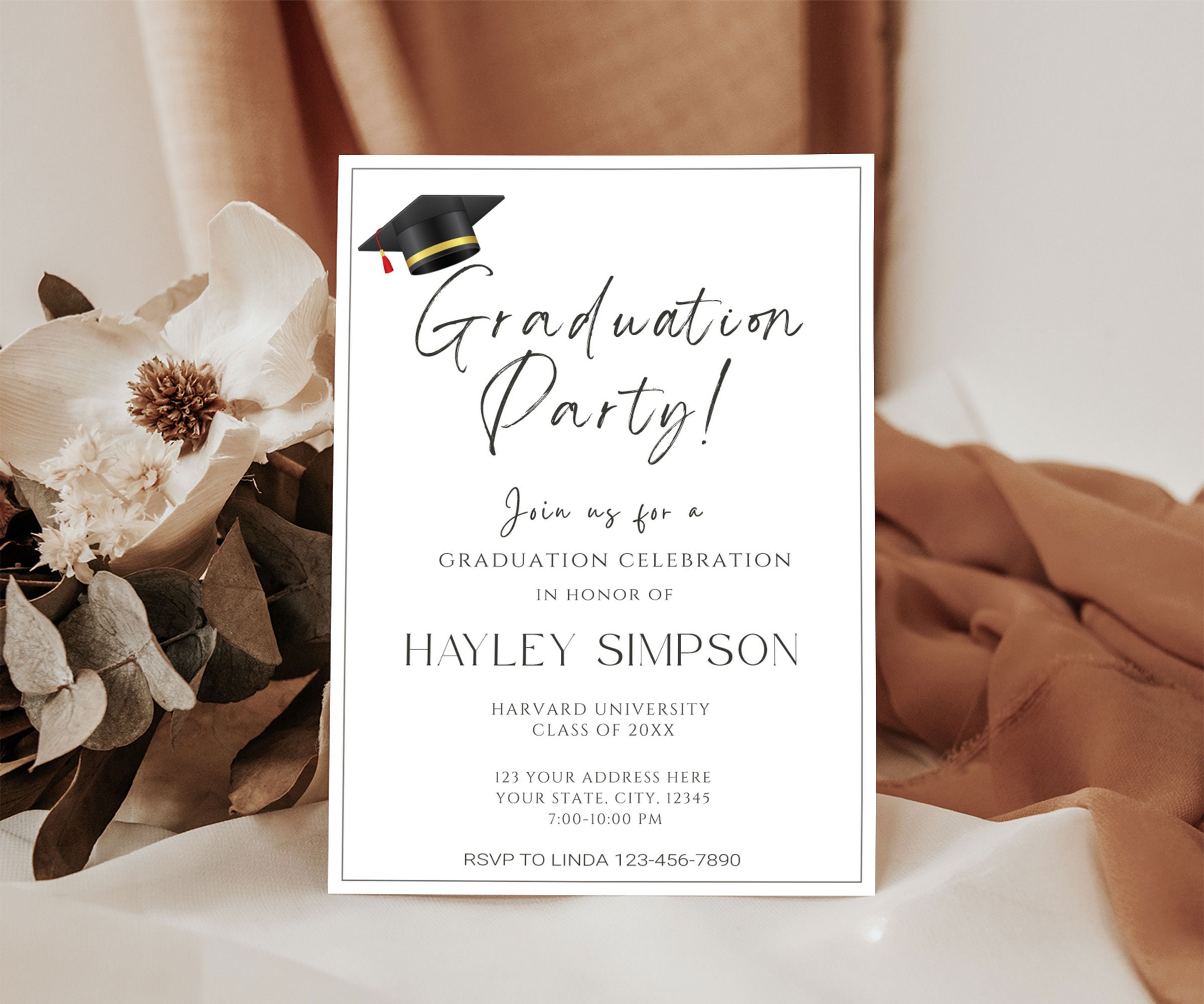 Grad Invitations Cheap Minimalist Graduation Party Invitation, Grad Party Invitation for High ...