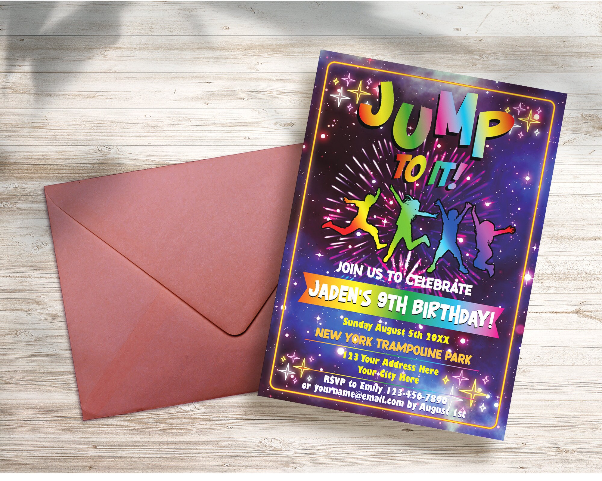EDITABLE Trampoline Birthday Invitation Boy or Girl - Etsy