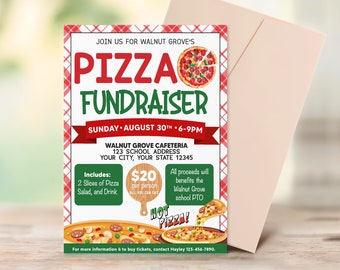 Pizza Fundraiser Flyer, Editable PTO PTA Church School Charity Nonprofit Event Poster, School Event Flyer Template, Printable Template