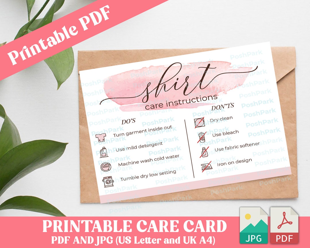 Printable PDF Shirt Care Instructions , Care Instructions for Shirts ...