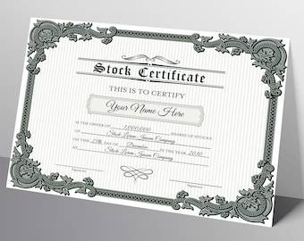 EDITABLE Stock Certificate Template, DIY Certificate of Stock, Corporate Common Stock Certificate, UNLIMITED Downloads
