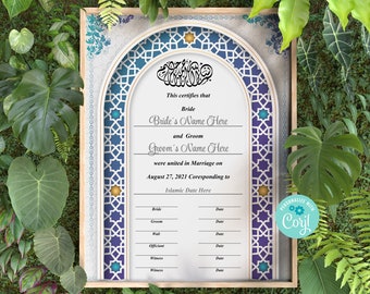 Nikah Template, Nikah Certificate, Islamic Marriage Certificate