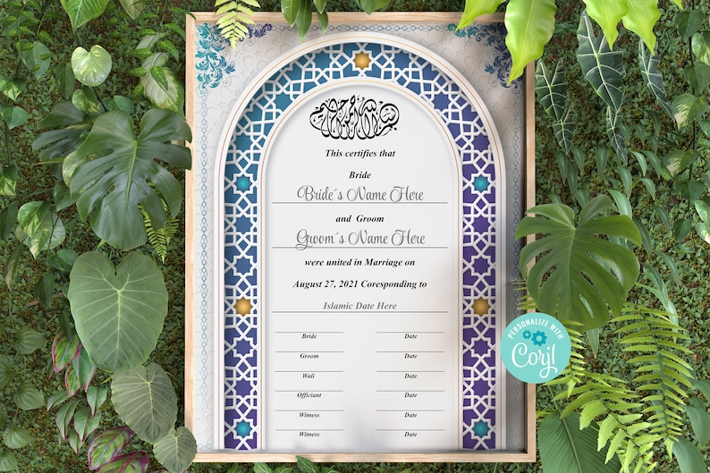 Nikah Template, Nikah Certificate, Islamic Marriage Certificate bild 1