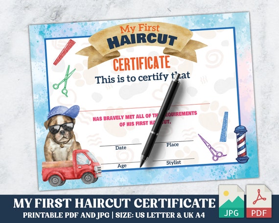 PRINTABLE Blank PDF First Haircut Certificate BOYS Blue - Etsy