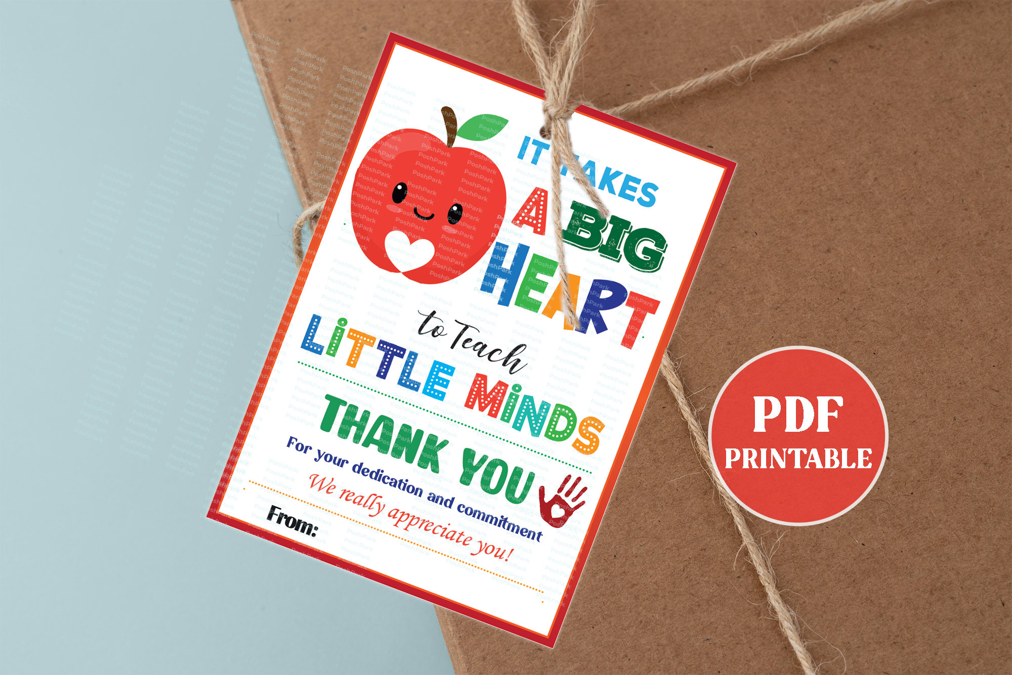 Printable PDF Teacher Appreciation Gift Tags It Takes A Big | Etsy