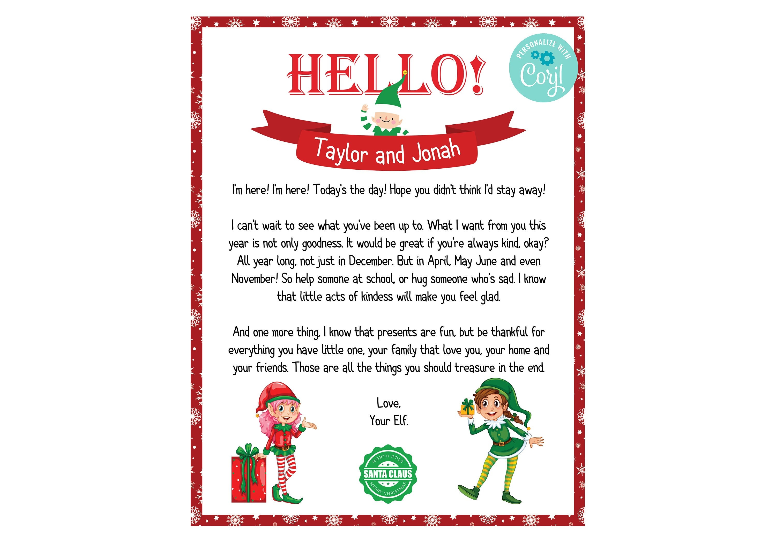 Elf Arrival Letter Printable Elf Letter Etsy