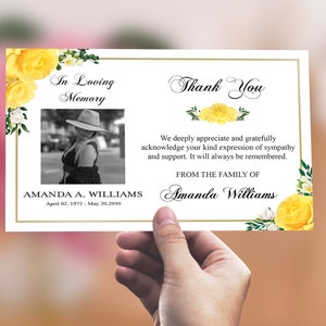 Photo Thank You Card, Funeral Sympathy Card, Wedding, Bridal, Coach, Funeral Card