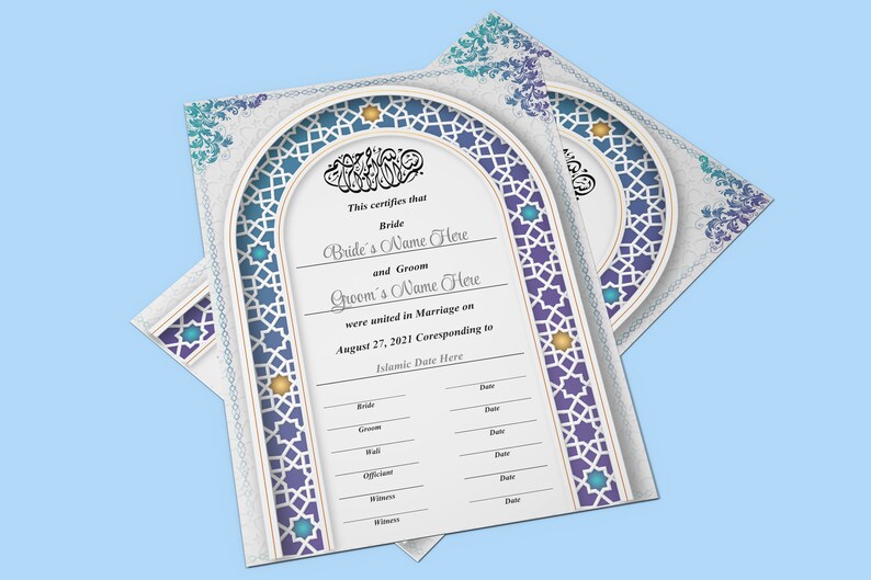 Nikah Template, Nikah Certificate, Islamic Marriage Certificate bild 7