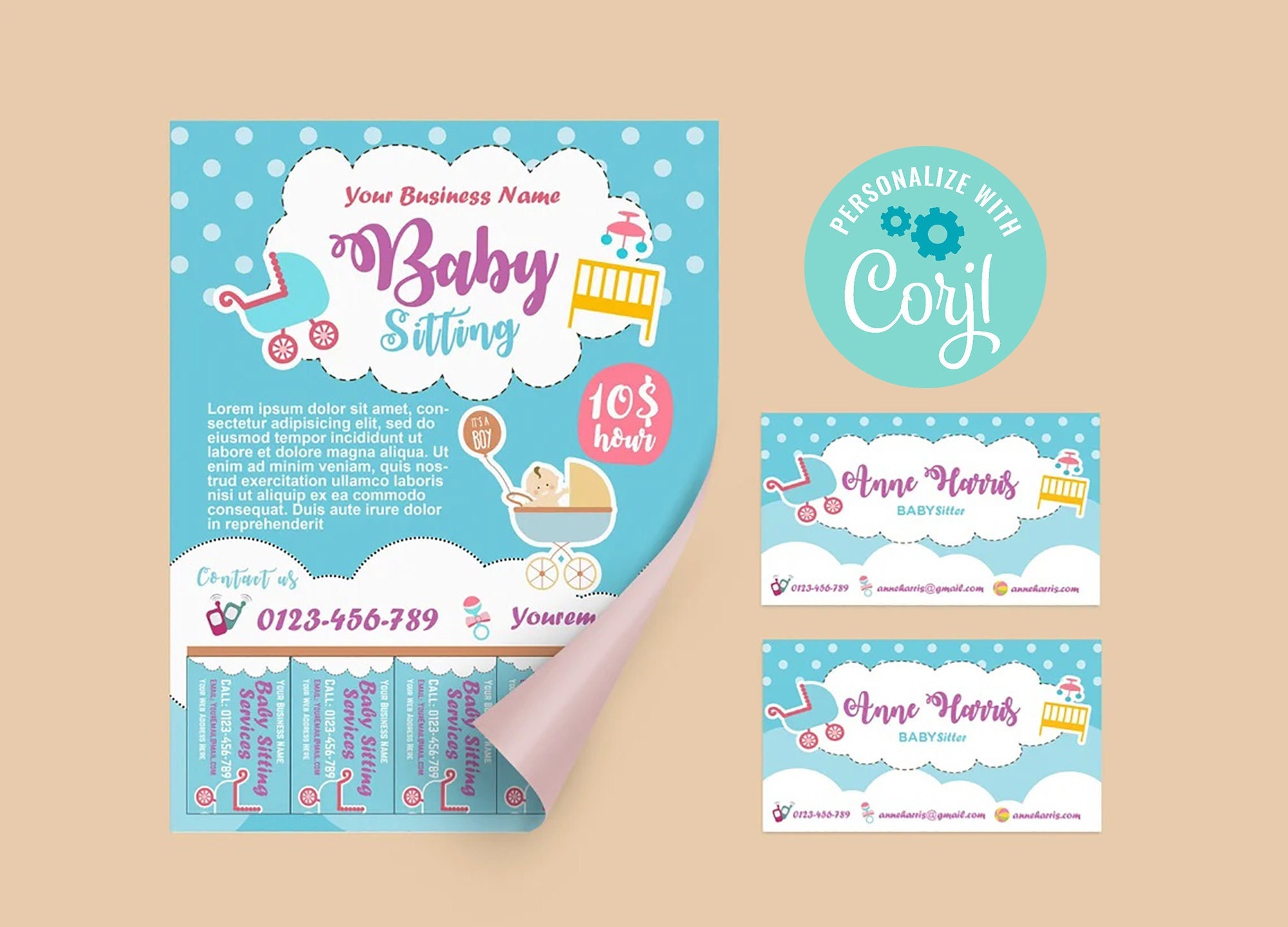 Babysitter Business Card Template