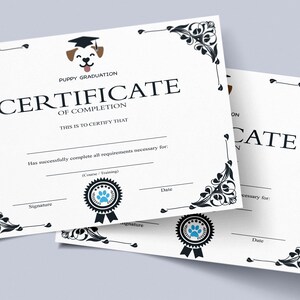 PRINTABLE Blank PDF, Puppy Dog Graduation Certificate Template, Puppy ...