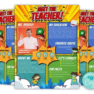 Meet The Teacher Template Superhero Theme, Photo Teacher Letter, Teacher Newsletter Template, Parent Communication Form