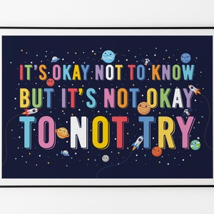 High School Classroom Decor, It's OK Not To Know,  Math Classroom Decor, Science Posters for Classroom