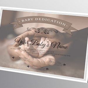 Editable Baby Dedication Certificate, Brown DIY Baptism Certificate, Baby Christening Dedication INSTANT DOWNLOAD