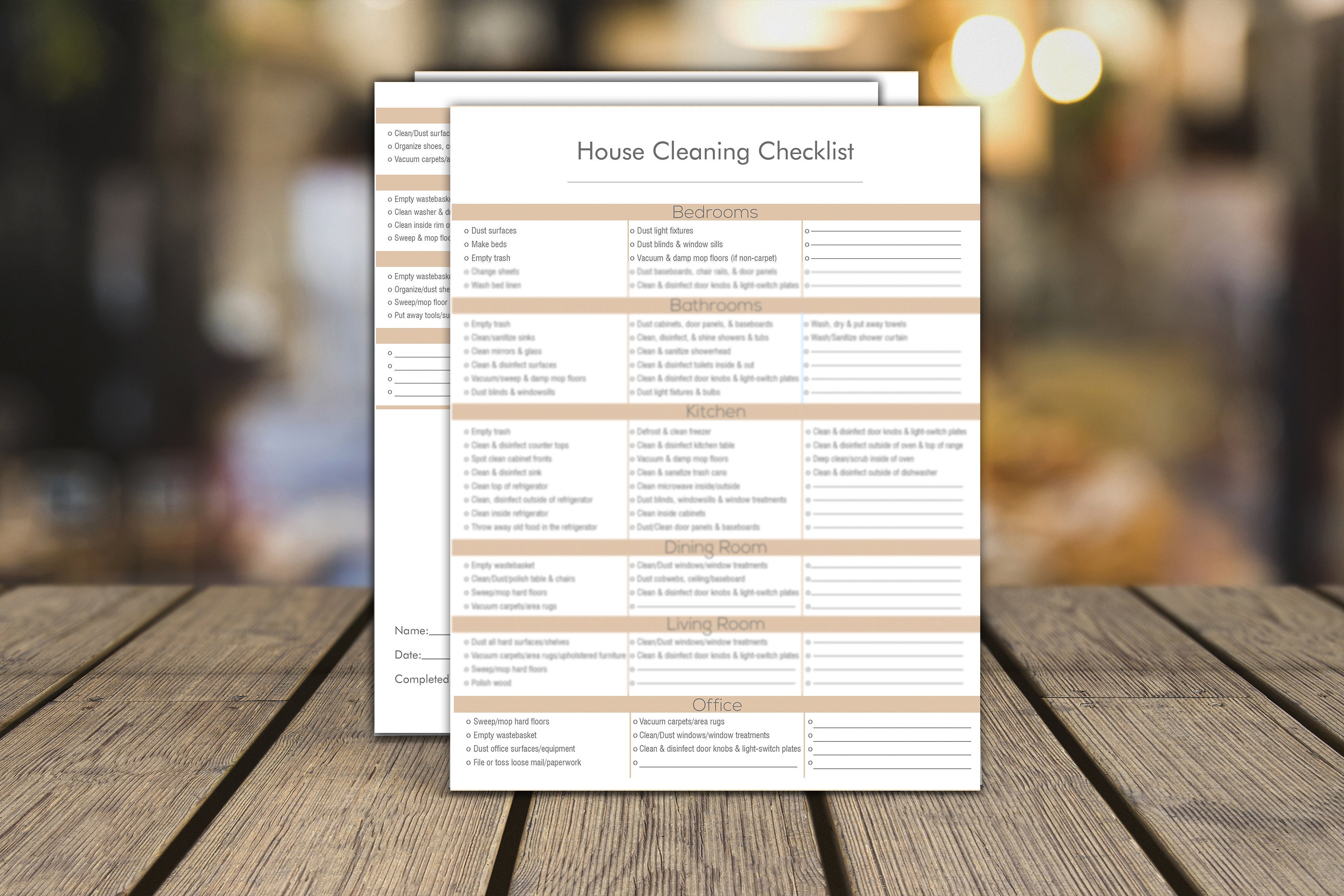 PRINTABLE Room by Room Home Cleaning Checklist, Complete Housekeeping ...