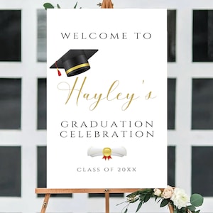 Grad Party Welcome Sign, Graduation Welcome Poster Minimalist Style, Instant Download