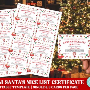 DIY Mini Nice List Certificate From Santa, Red White Christmas Certificate Card Size, Editable Santa Certificate Mini, Christmas Elf Letter