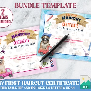 PRINTABLE Blank PDF First Haircut Certificate Boys and Girls Bundle ...