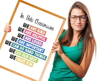 In This Classroom We Are, Classroom Quotes, Classroom Wall Art Digital Download, Classroom Rules, Positive Classroom Quotes Poster