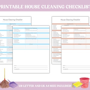 PRINTABLE Room by Room Home Cleaning Checklist, Complete Housekeeping ...