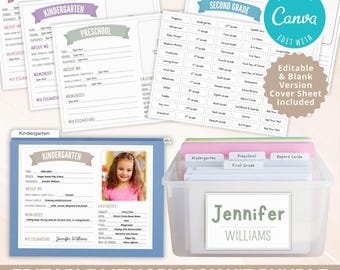 Editable Memory Box Label | School Yearly Keepsake Pages Folder File Tab Cover | Organization Questionnaire Filing System | School File Box
