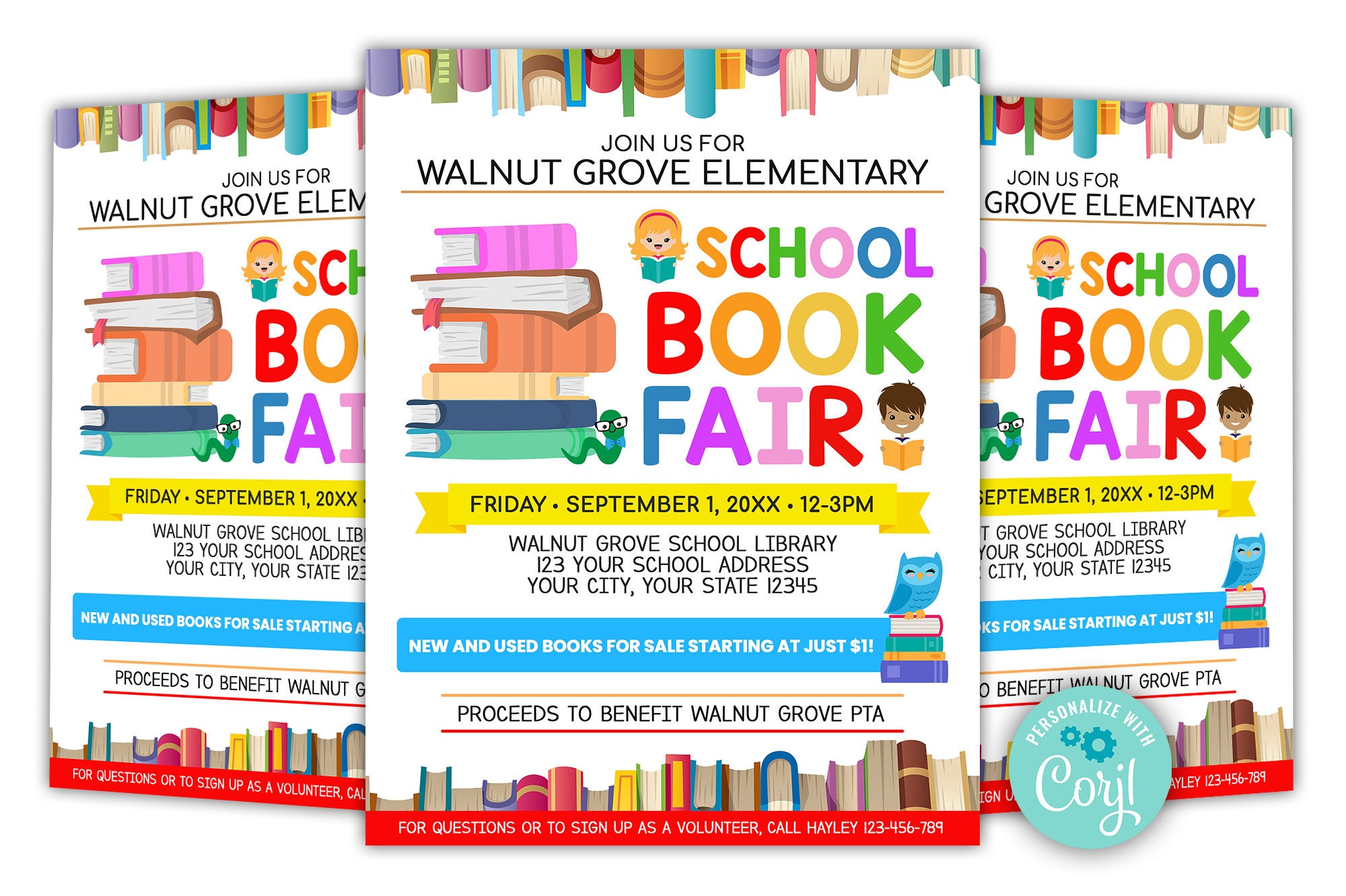 EDITABLE Book Fair Flyer Template Colorful School Fundraiser Etsy